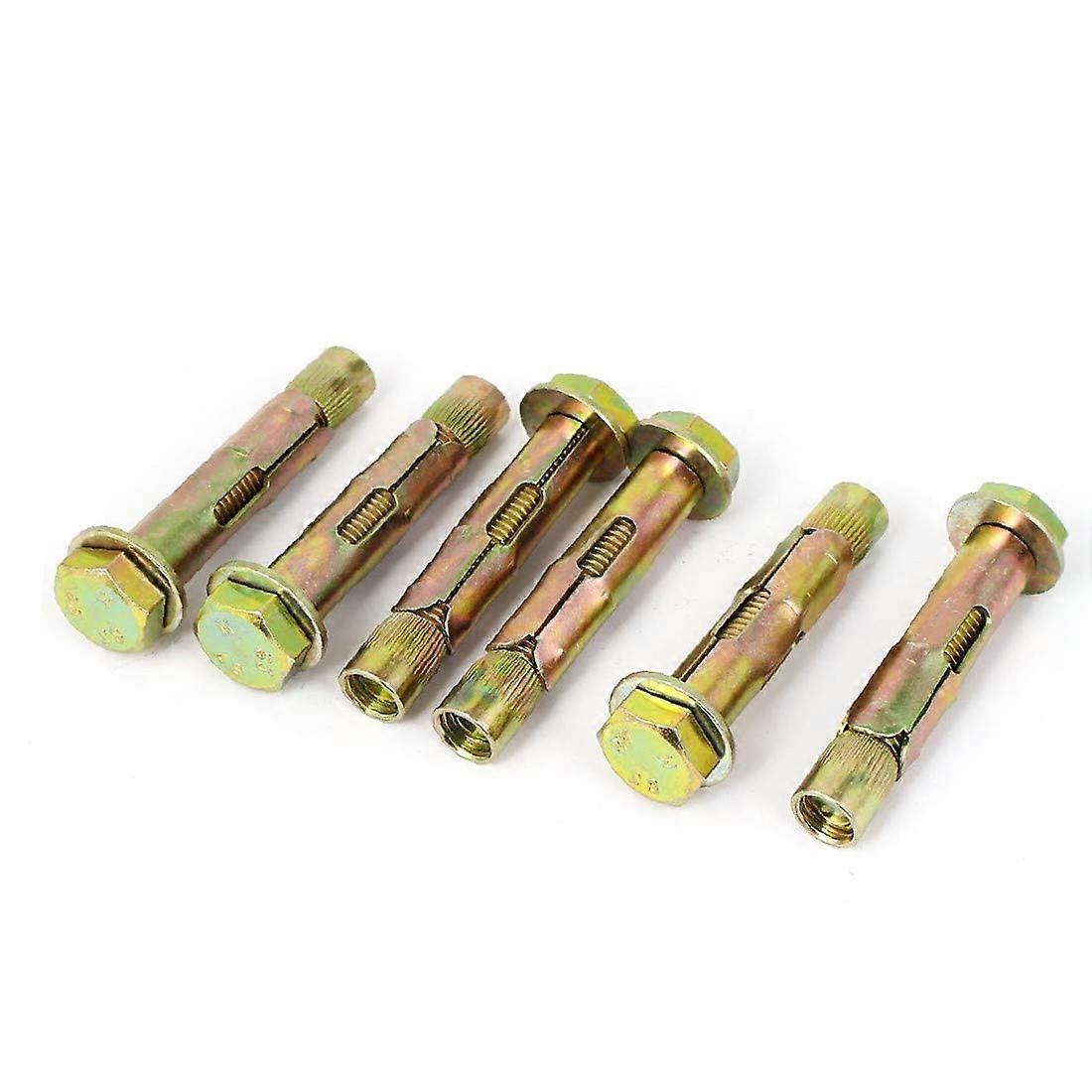 M10x65mm Yellow Zinc Plated Hex Head Expansion Sleeve Anchor Bolts 6pcs Multiple Color Options