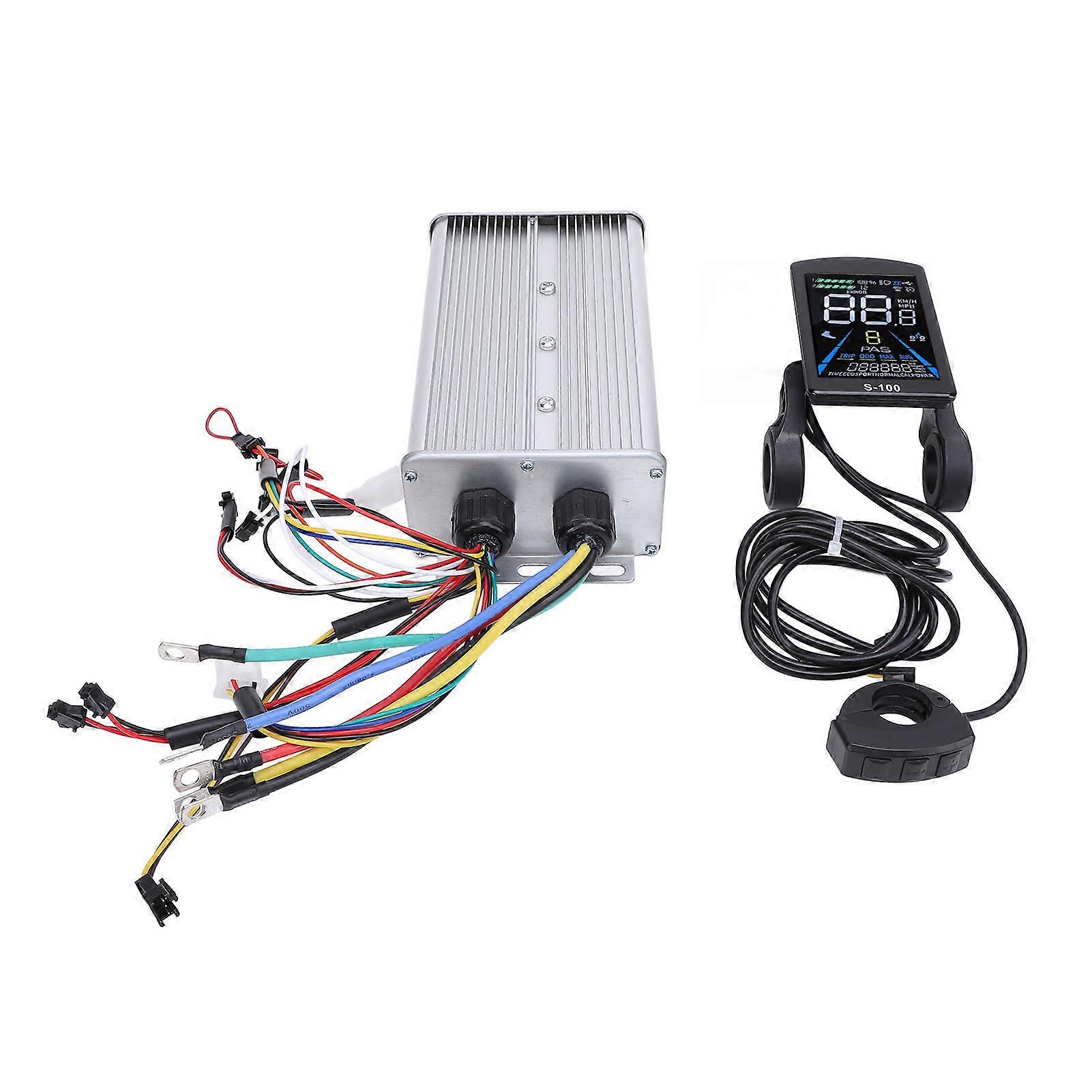60A 3 Mode Sine Wave with S 100 LCD Color Screen Display Meter Aluminum Alloy ABS Controller Kit for Electric Mountain Bike Conversion