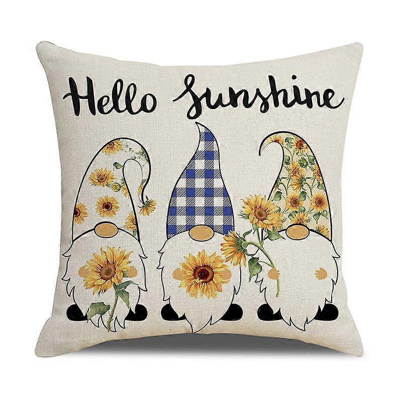 4pcs Linen Sunflower Home Throw Pillowcases