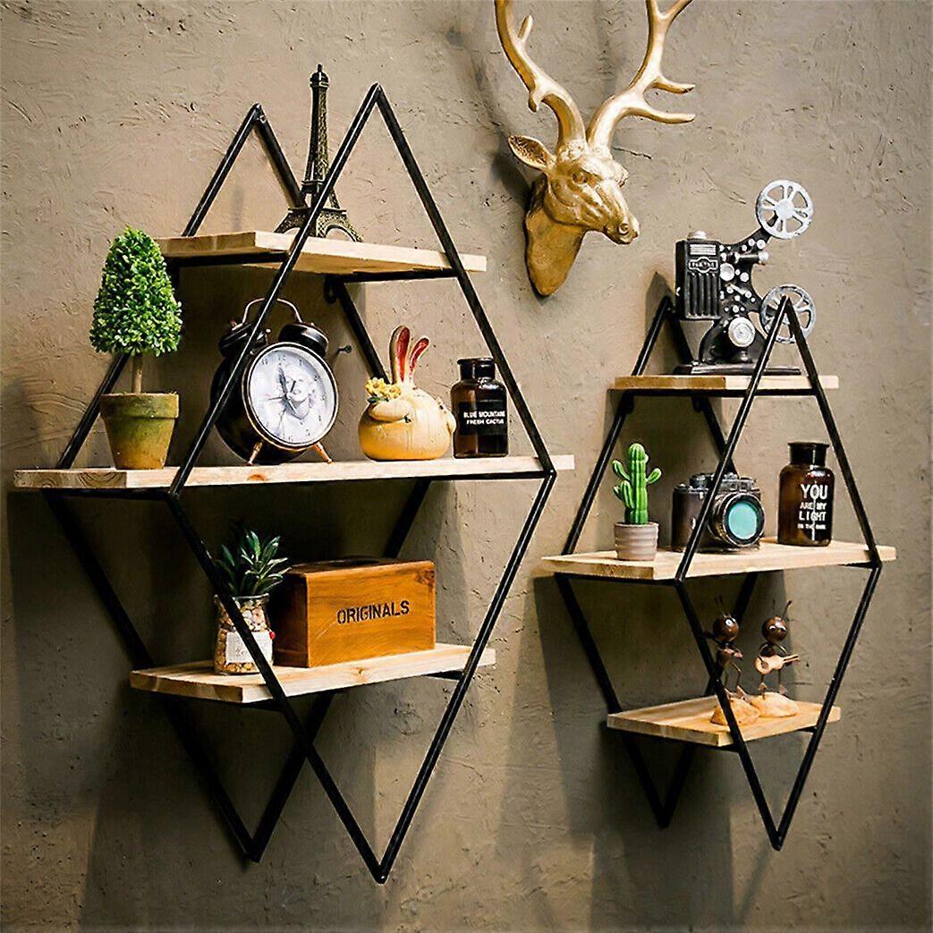 Floating Shelves Metal Wall Shelf Decorative Office Storage Hanging Display