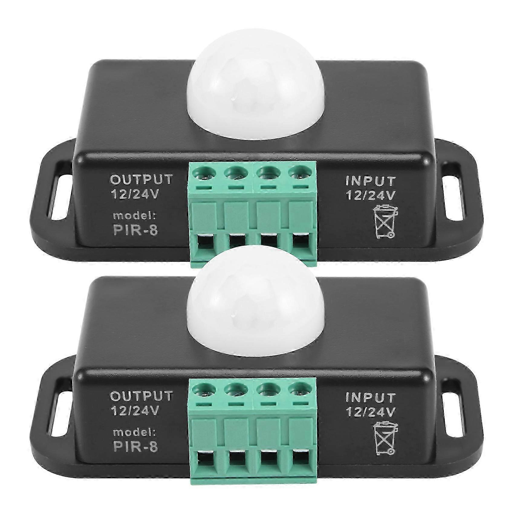 2 Pack LED Strip Light Controller with 12V-24V PIR Motion Sensor Switch for Automated Lighting