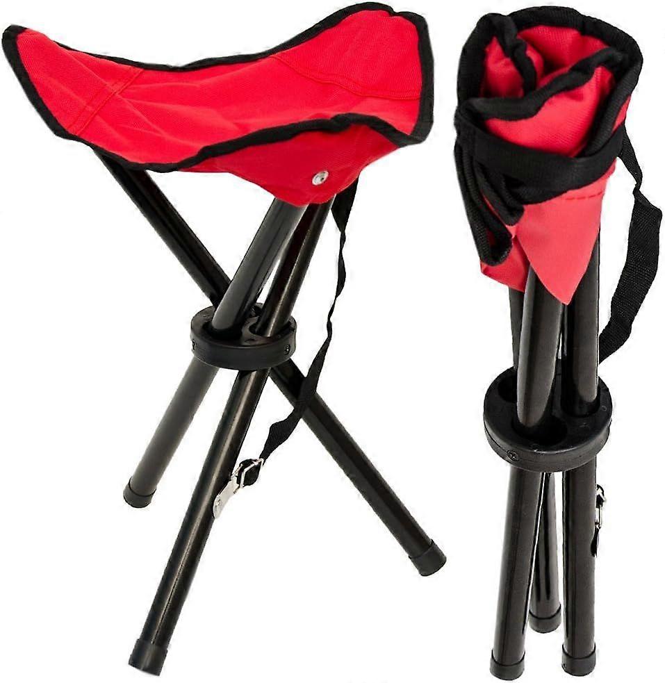 Folding Stool for Camping Fishing Hiking Picnic Tripod Seat Easy to Carry Red