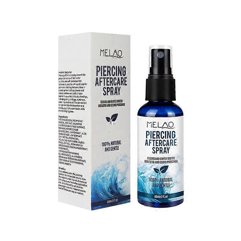 Piercing Aftercare Spray - Saline Solution Natural Keloid Bump Removal - Ear Piercing Cleaner Nose Septum Belly Button Cartilage - Fine Mist 60ml
