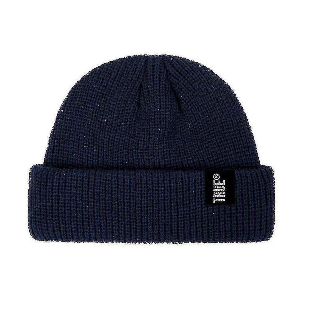 Män stickade mössa fast färg Vinterhatt Skullcap