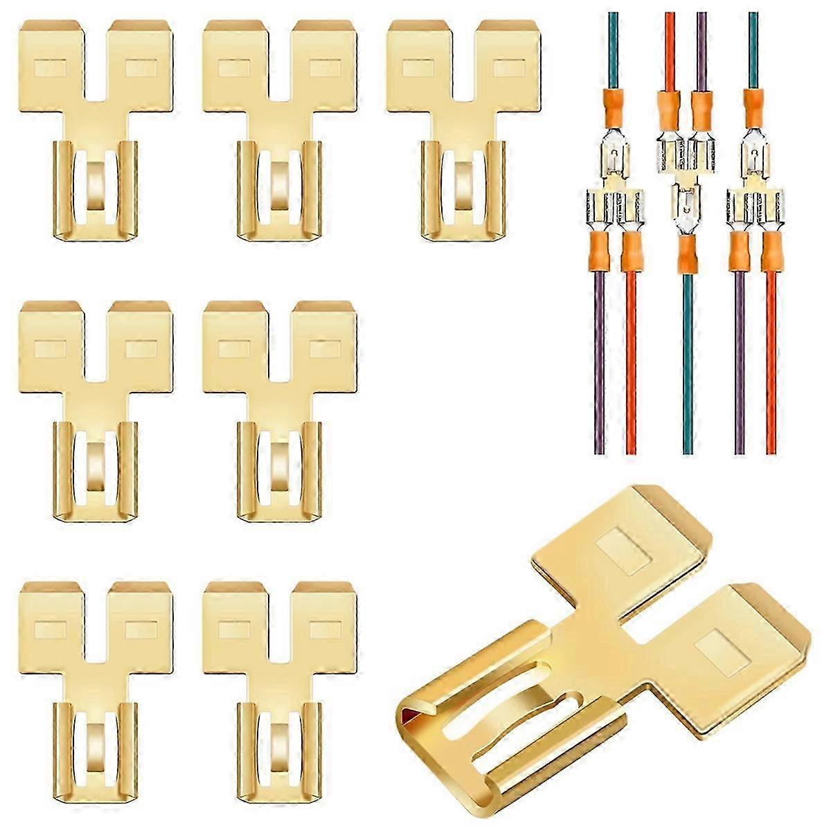 Double Back Spade Connector Quick Disconnect Electrical Two-Way Wire Terminal Adapter Non-Insulated