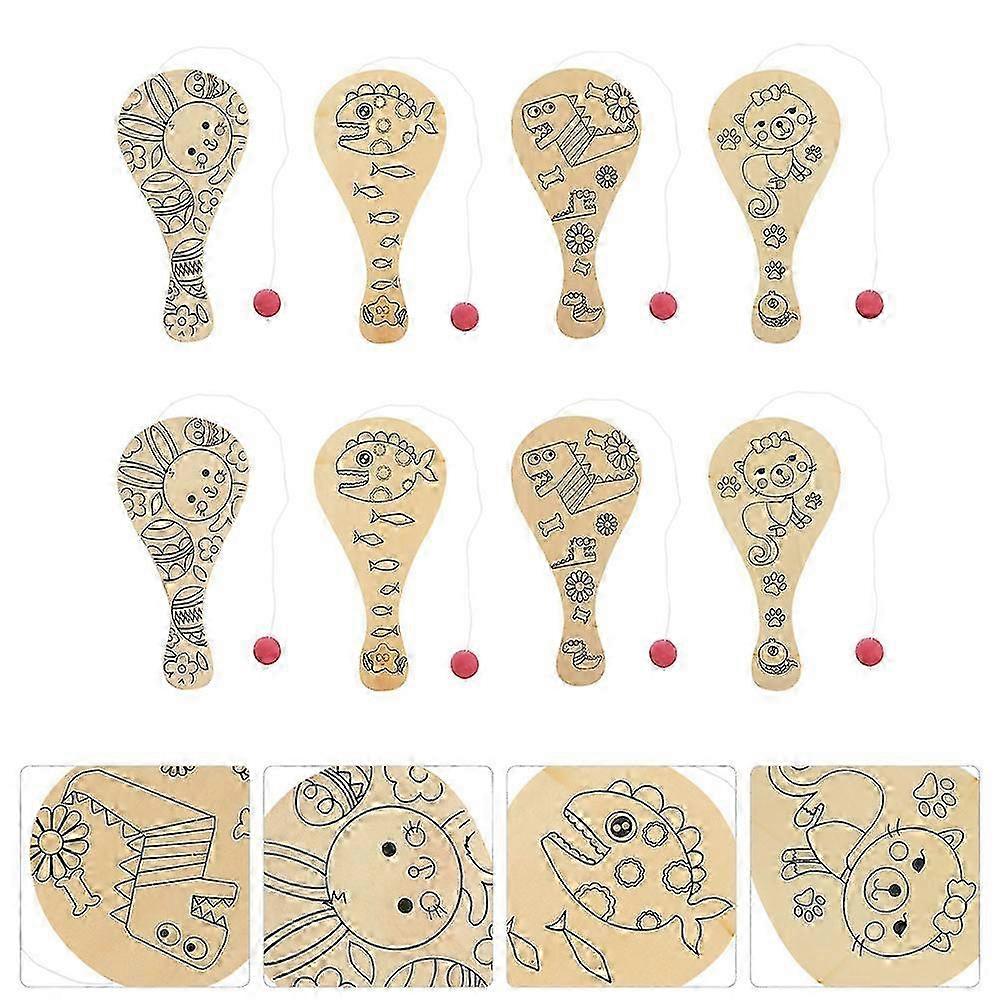 8 stk malingsracketer for barn DIY kunsthåndverk padleform