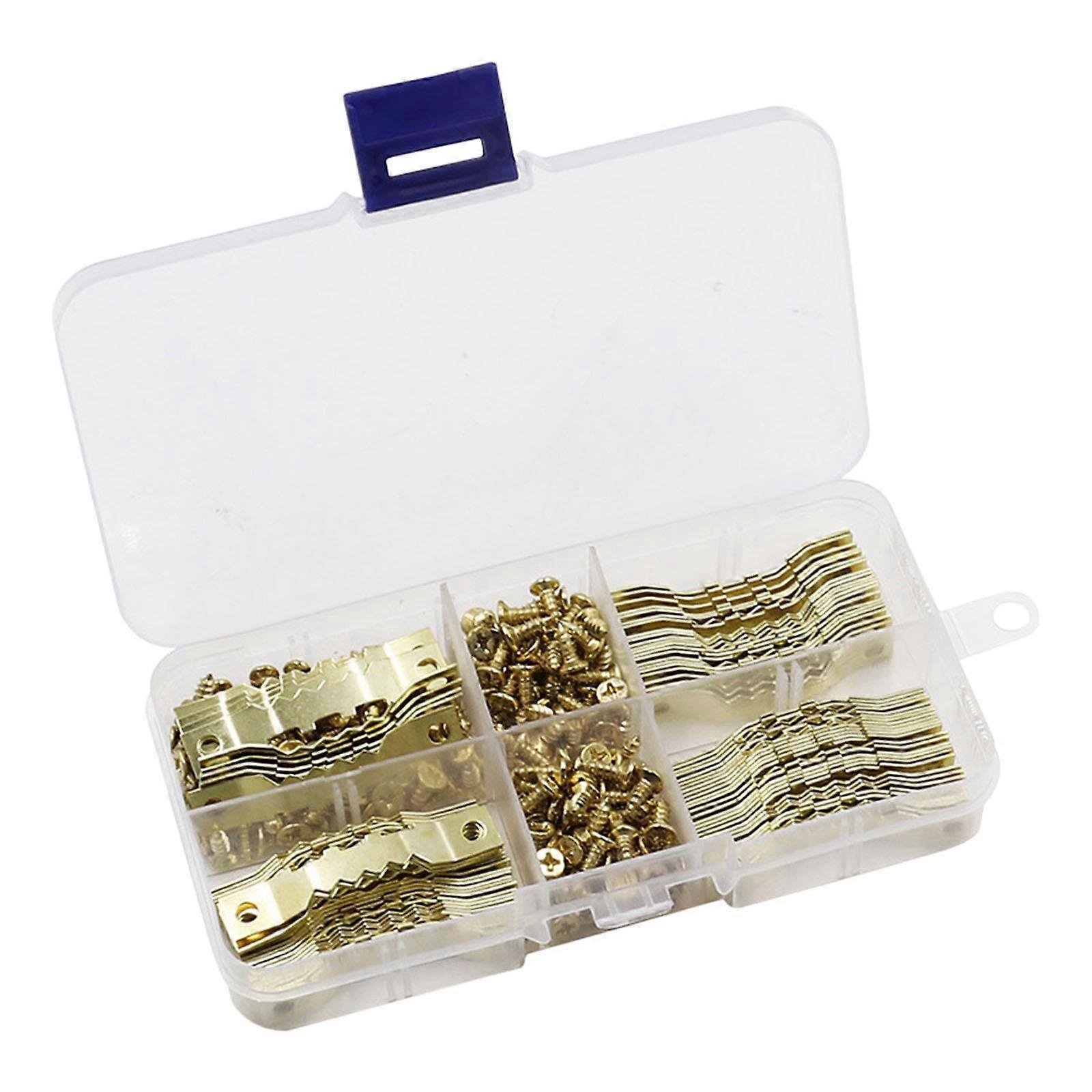 100Pcs Hooks Double Hole Heavy Duty with Screws 45mm with Compartment Box