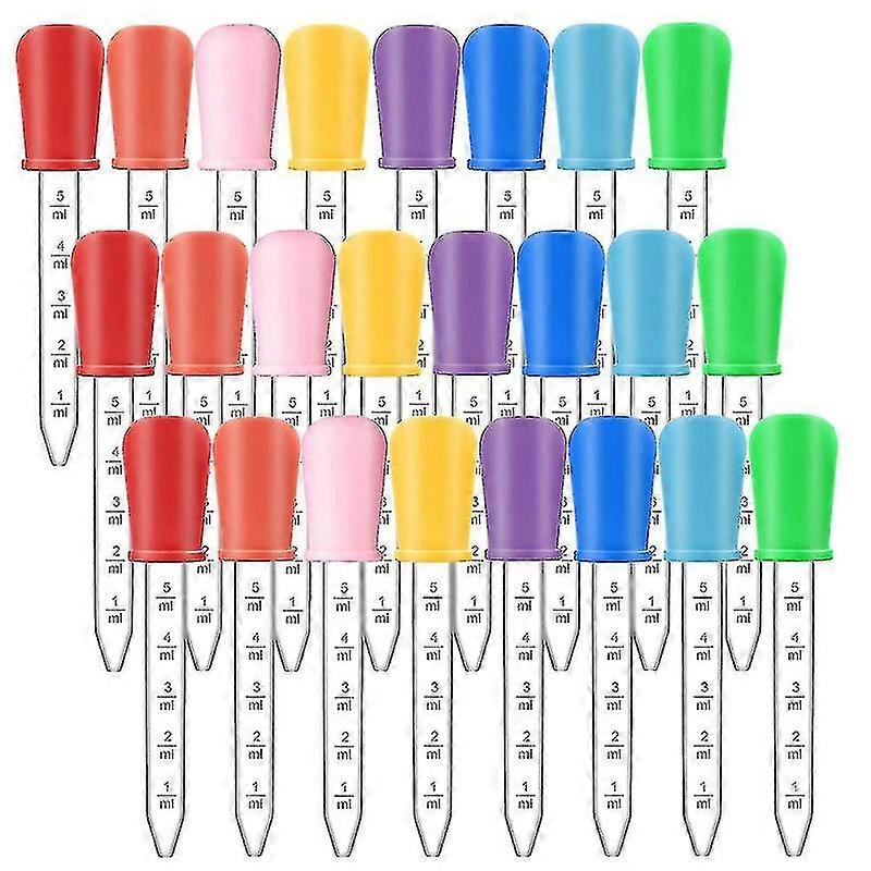 Pacote com 24 Conta-gotas Líquidos, 5ml de Silicone e Plástico Transparente com Ponta de Lâmpada para Crianças Cy - Cor da foto