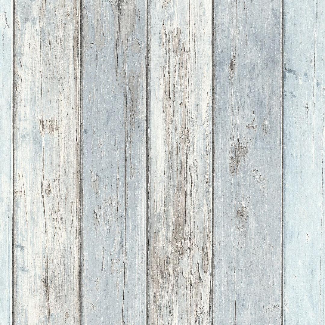 Light Blue Wood Effect Wallpaper