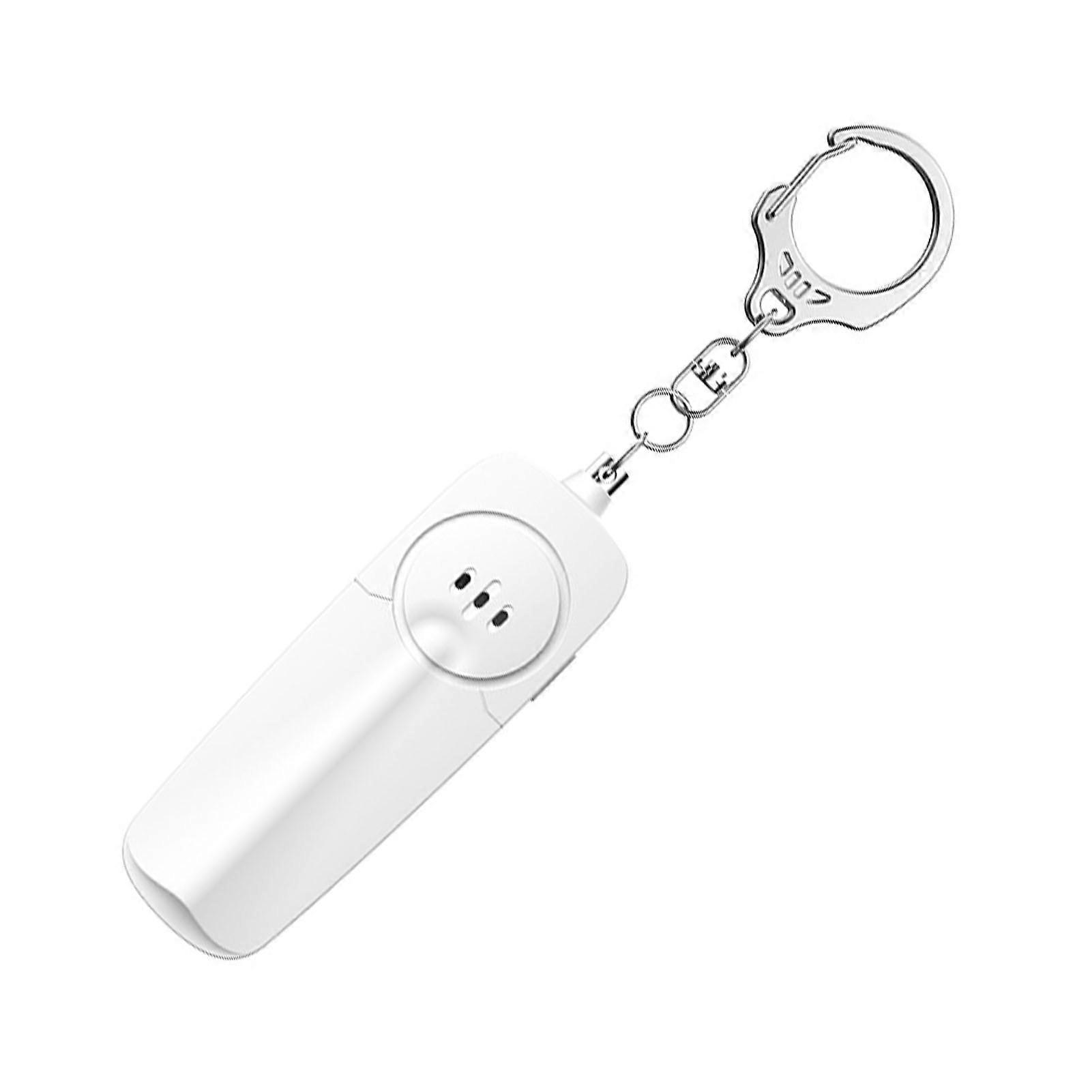 Personal Alarm Keychain 130dB with LED Light, White, AAA 1400mAh