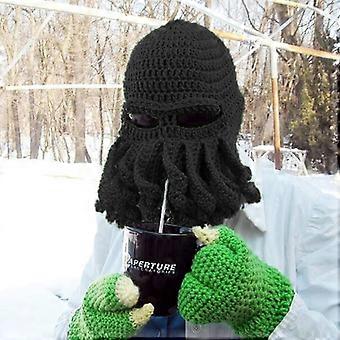 Amurleopard Unisex Barbarian Knit Beanie Octopus Tentacle Cap Winter Warm Face Mask Crochet Hat