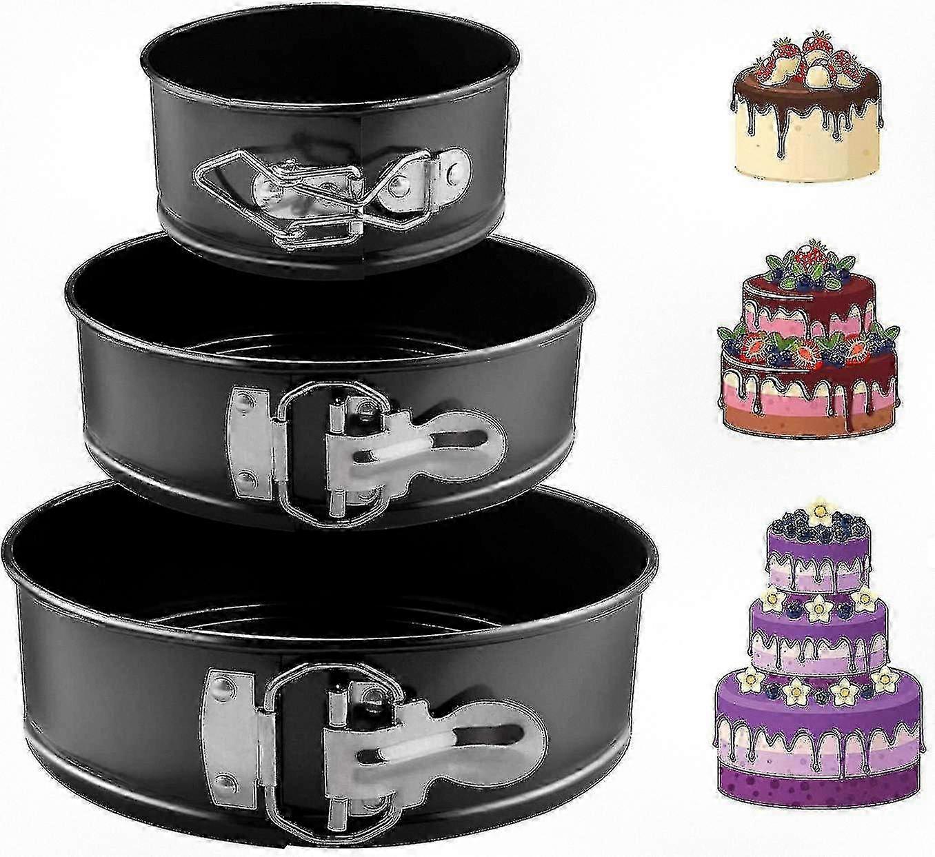 Set of 3 Adjustable 3 Tier Round Cake Pans in Stainless Steel (Sizes: 4, 7, and 9) - Perfect for Baking with Versatile Design