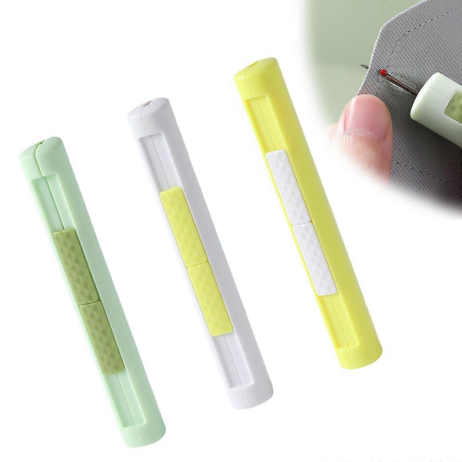 2 in 1 Needle Threaders for Quick Threading, Multi-Function Thread Remover for Sewing, Elderly Hand Tools, Green Yellow White