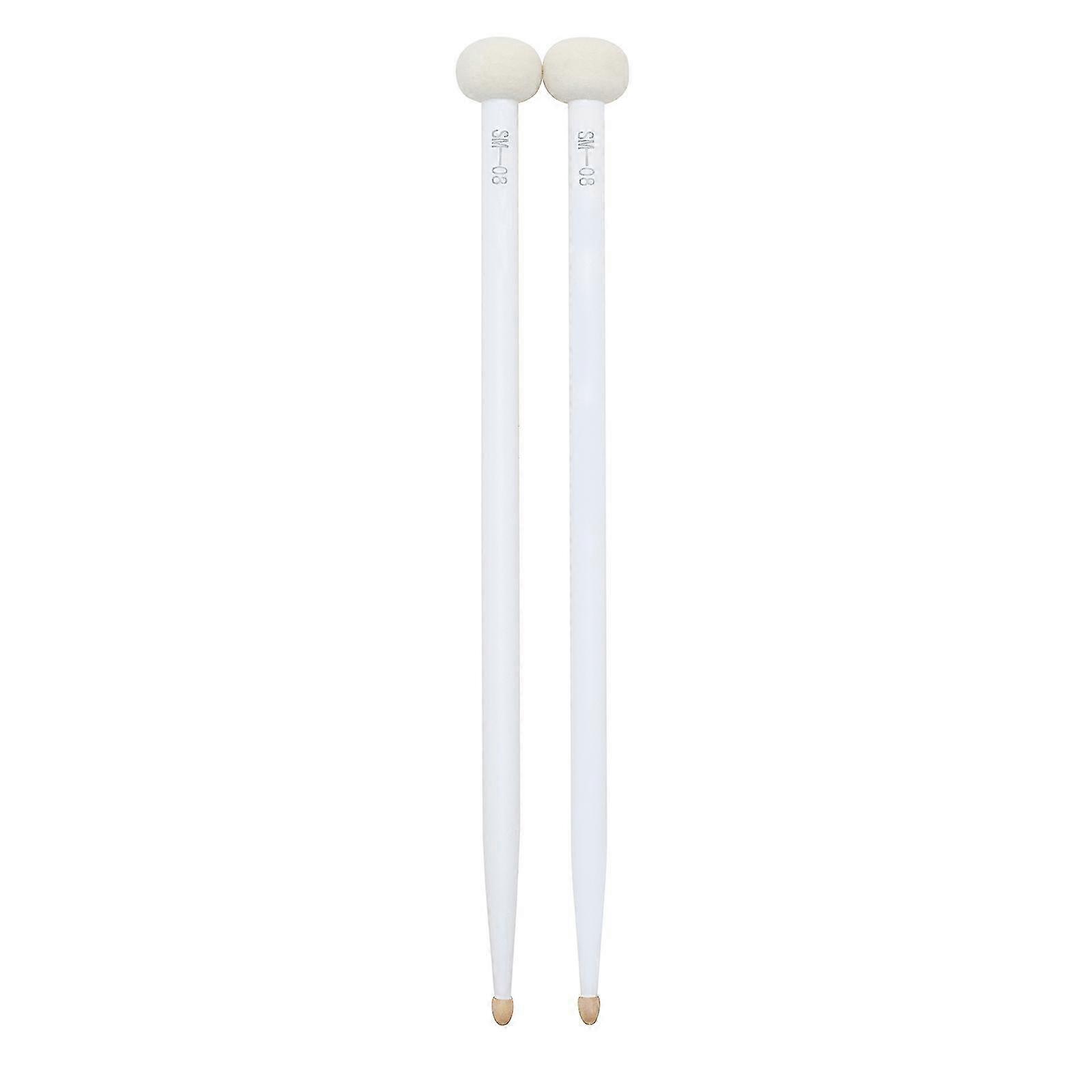 2pcs Double Sided Drum Mallets with Felt & Maple Tips for Drum Set & Kettledrum - White