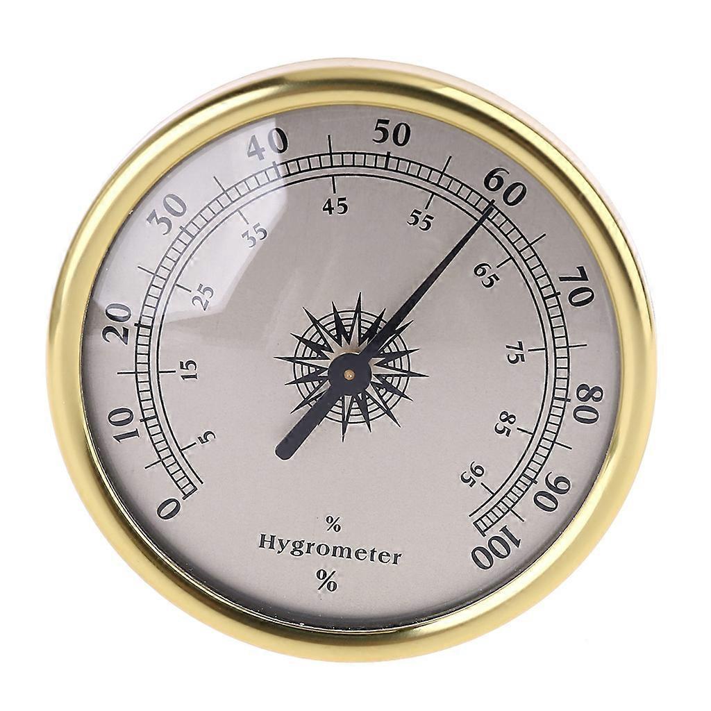 7.2cm Gold Ring Surface Hygrometer with Metal Hands Instrumentation Thermometer Humidity Meter Gauge No Battery Needed
