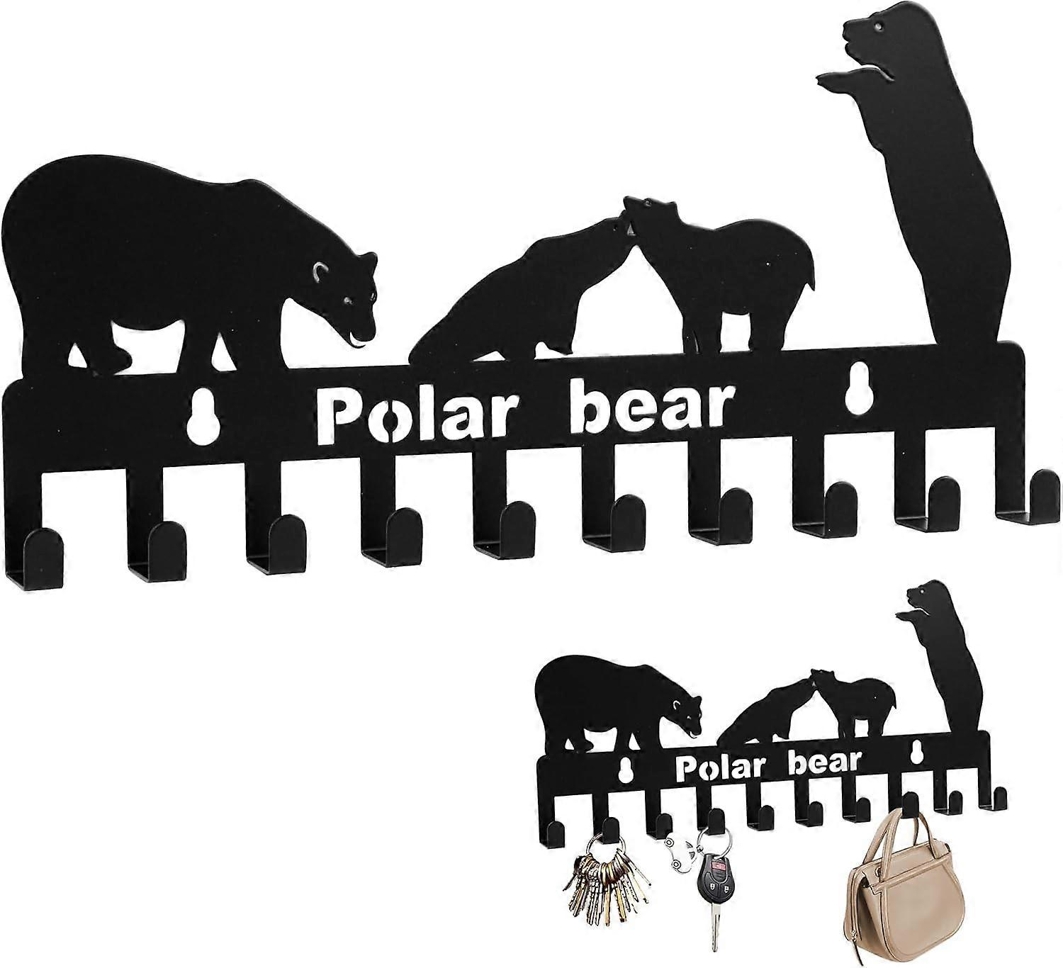 Wall Mounted Coat Rack Key with Hooks Polar Bear Pattern