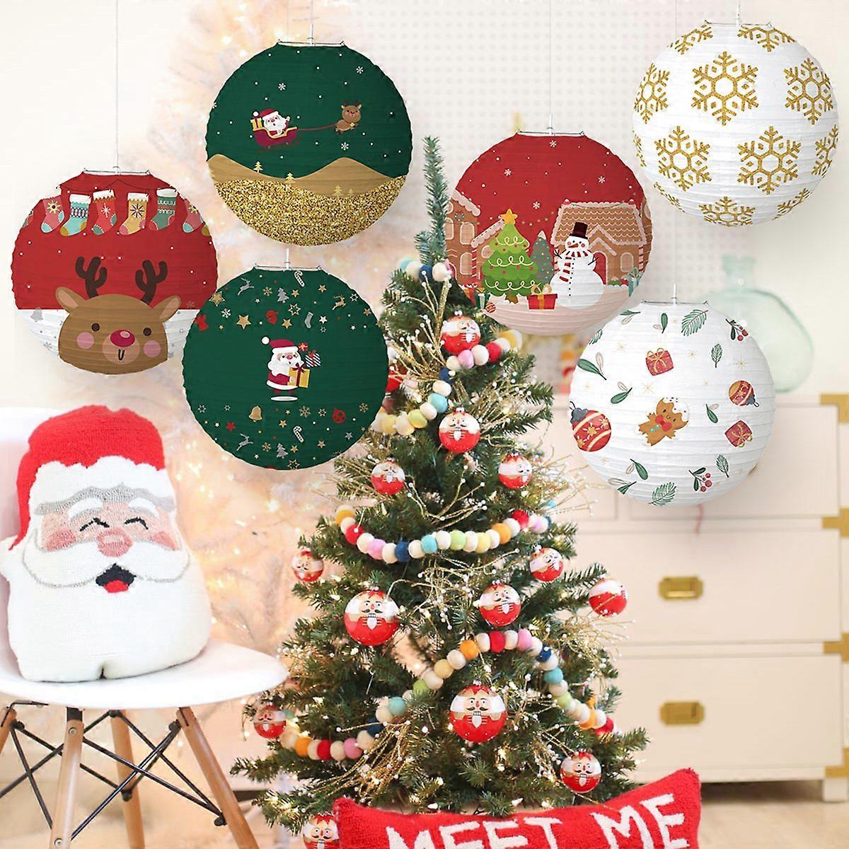 6 Pcs Paper Lanterns,Round Hanging Chinese