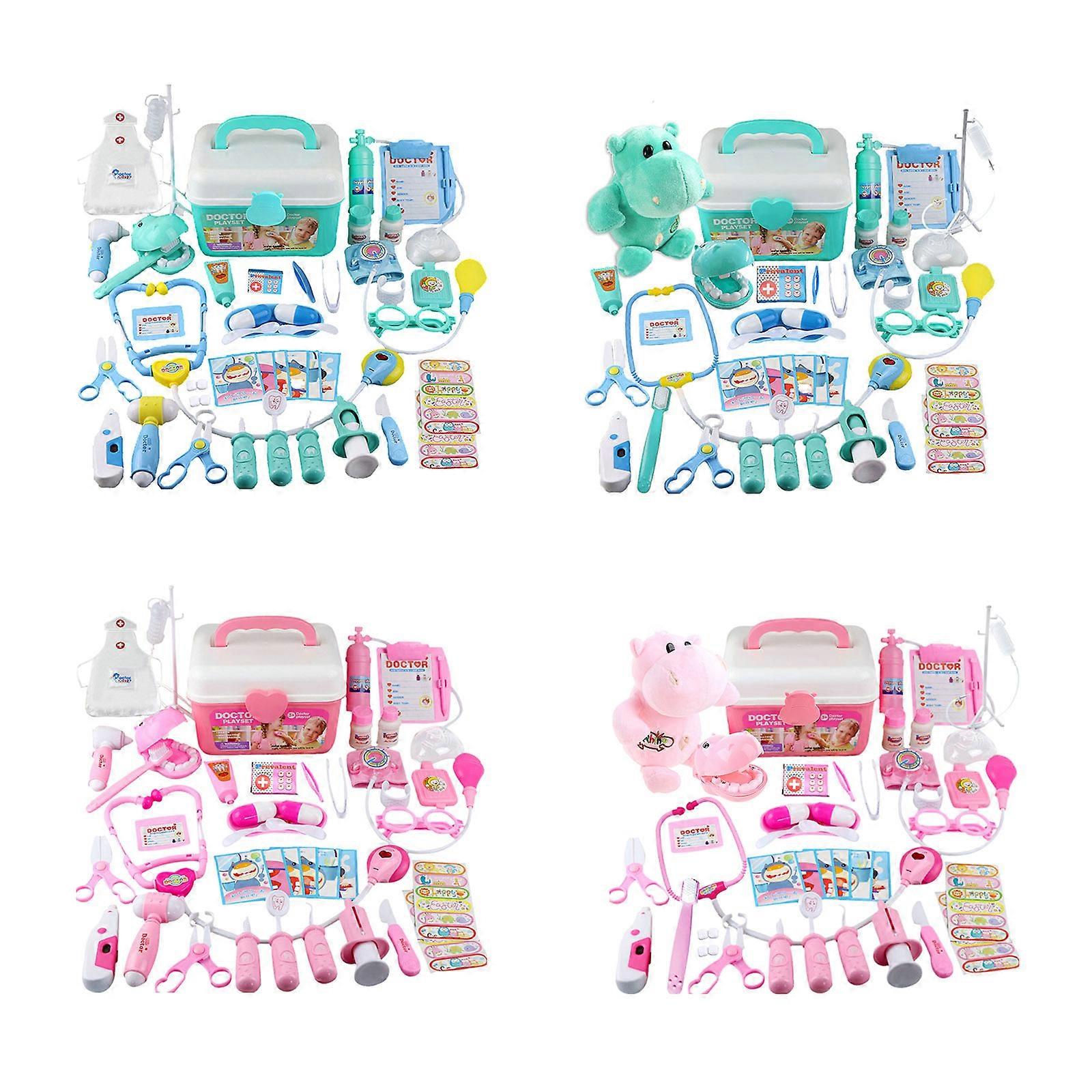 Kids Dentist Surgery Doctor Playset Realistic Electric Medical Kits Pretend & Role for Play Game Dollhouse Medical for C Pink