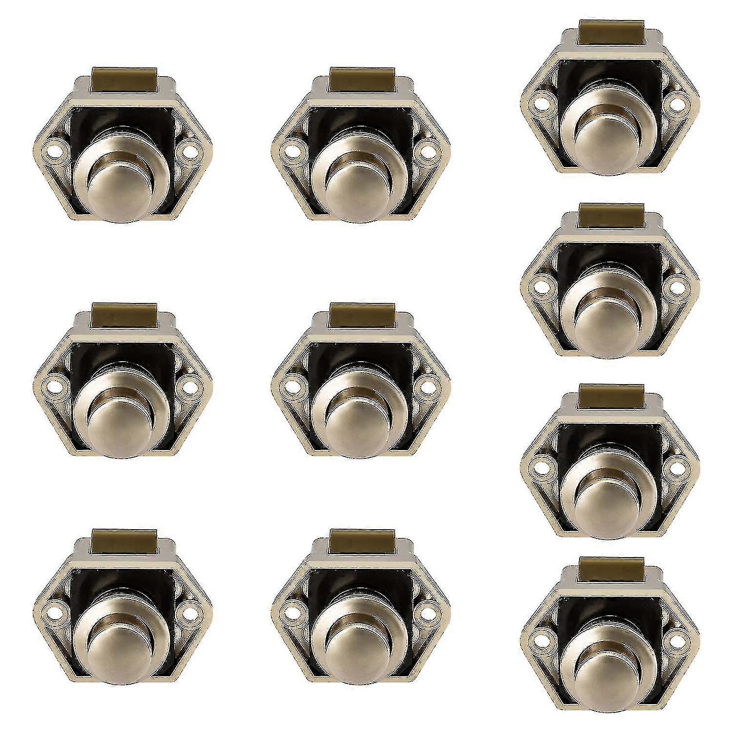 10pcs Mini Push Button Drawer Cupboard Door Catch Lock Nickel Finish