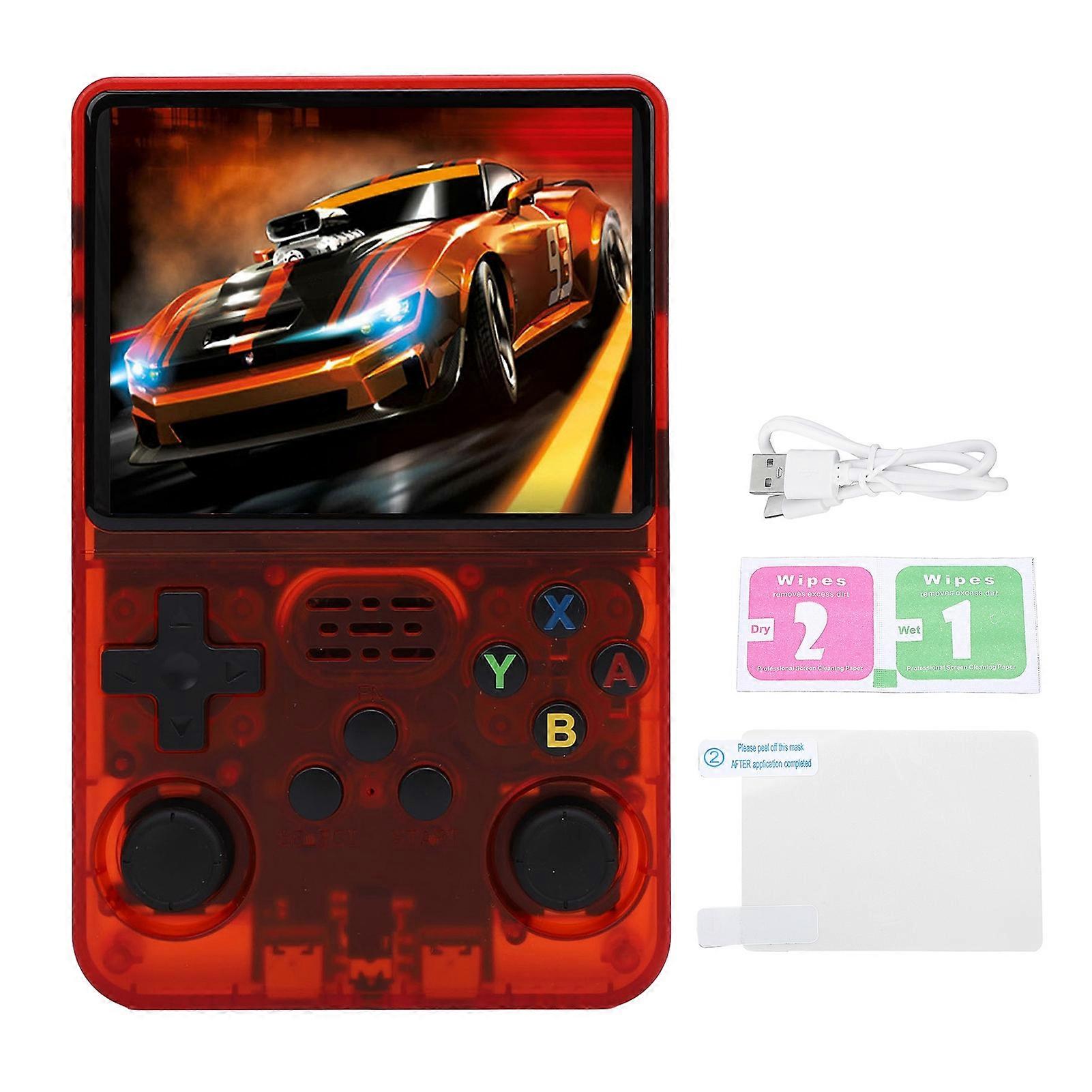 128GB Handheld Game Console, 3.5" IPS Screen, 3500mAh Battery, Linux, Transparent Red