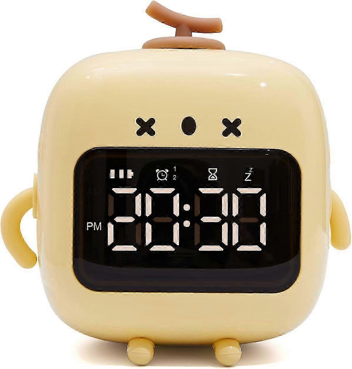 2025 Cute Alarm Clock,Robot Digital Alarm Clock Chargeable with Snooze and Timer,Multi-Function Voice-Activated Bright Screen Table Clock for Boys and