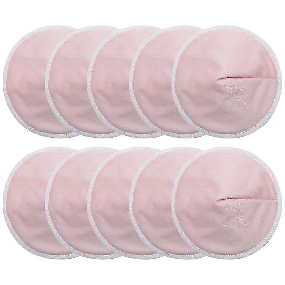 Reusable Organic Bamboo Nursing Pads, 10-Pack - Washable Breastfeeding Pads - 3-Layer Soft & Natural - Pink
