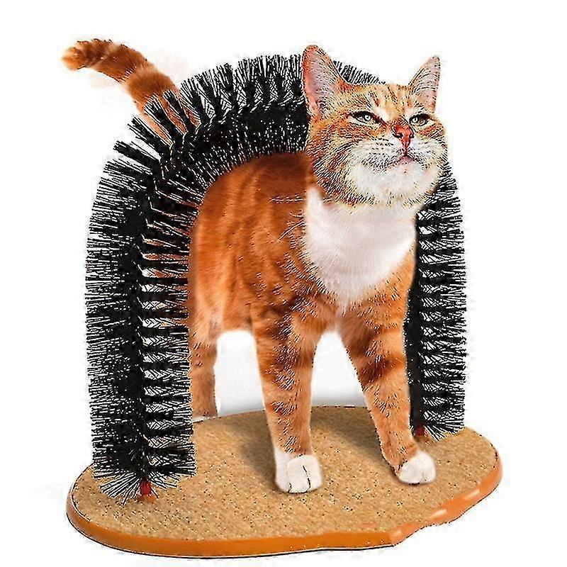 Self-Grooming Cat Toy for Pets with Itching Device, Features a Round Fleece Base - Ideal for Cats to Enjoy