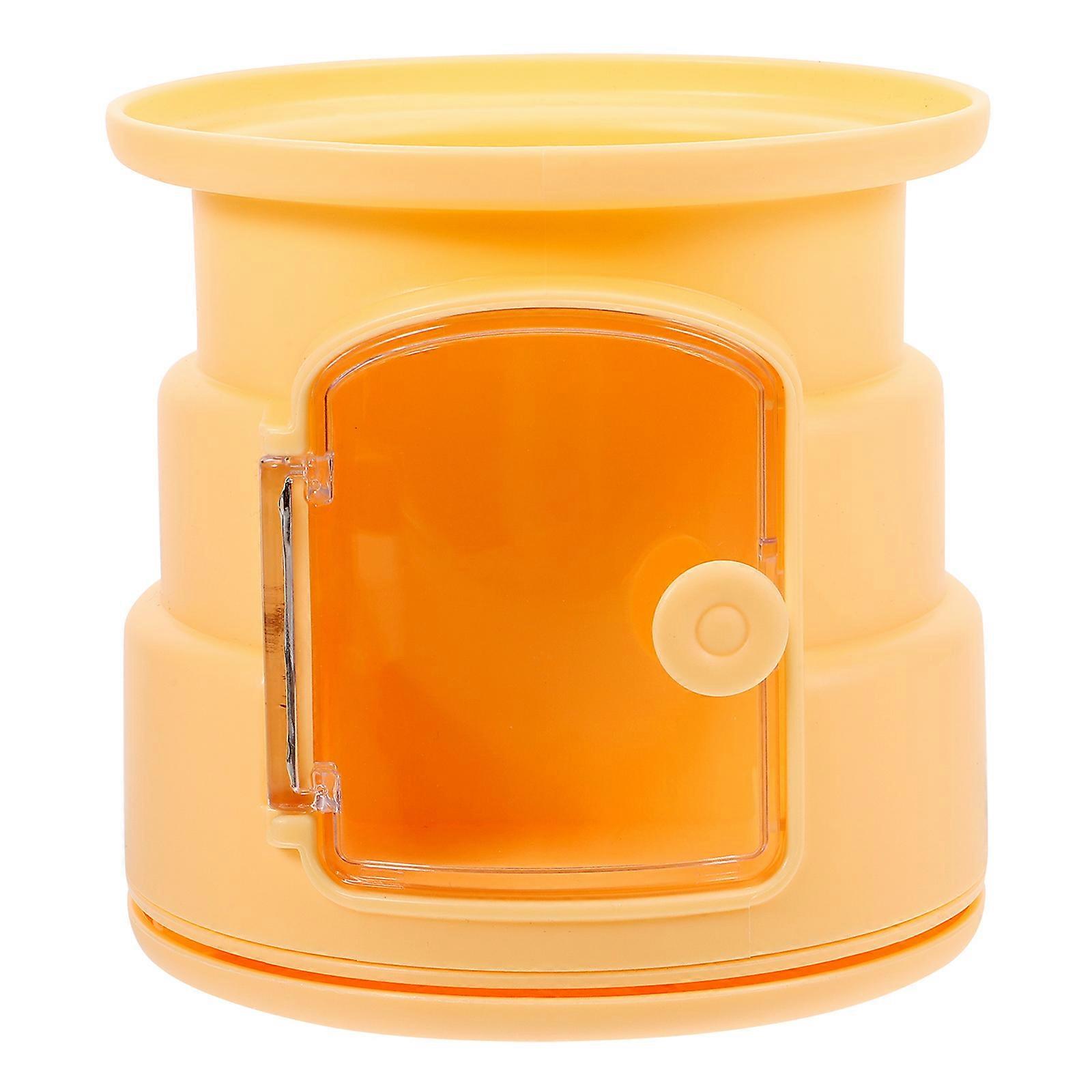 Stationery Organizer Pen Storage Organiser Rotatable Round Style For Office Workers Yellow 1Set