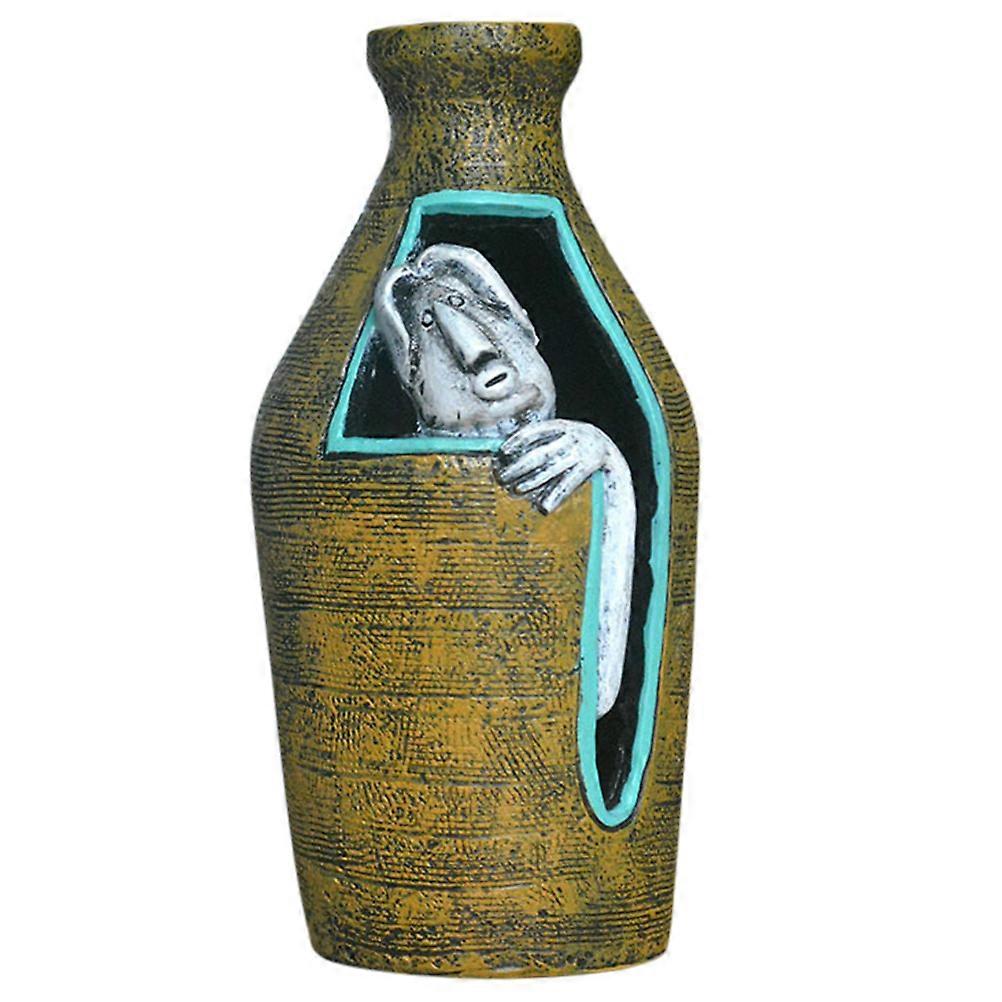 Home Decor Vase Unique Shaped Vase Resin Material Wide and Flat Bottom Artificial Flower Placement for Balcony 16X6.2X6.2cm 1Pack