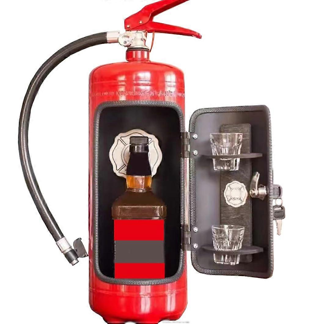 Fire Extinguisher Mini Bar Wine Cabinet - Red Novelty Storage Box for Wine Bottles, Unique Home Bar Decor