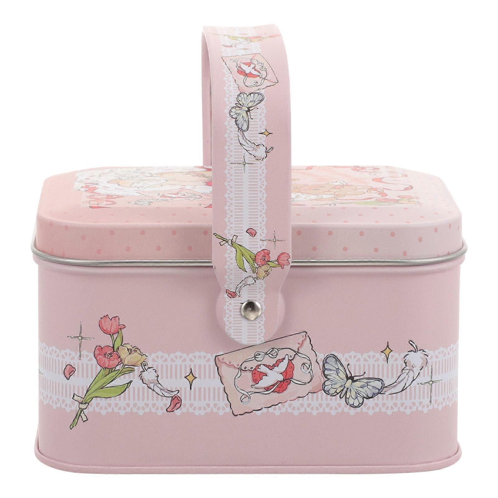 Candy Carry Case Tinplate Box Portable Storage Jewelry Storage Rectangular Shape 1Pack