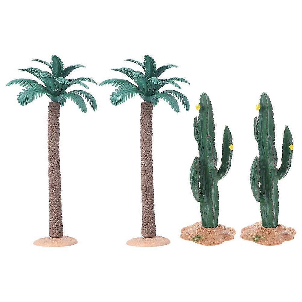 1 Set Micro Landscape Trees Models Realistic Small Plant Decor Sand Table Miniature Cactus And Coconuts Tree