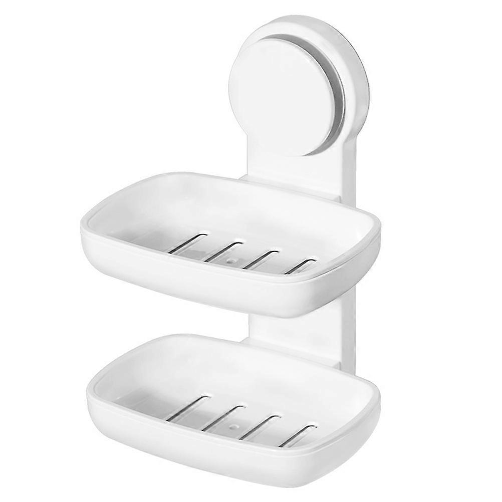 Soap Storage Rack Square Wall-Mounted Soap Box For Kitchen Draining Double Layer 13.5X8.5X19CM 1Pcs