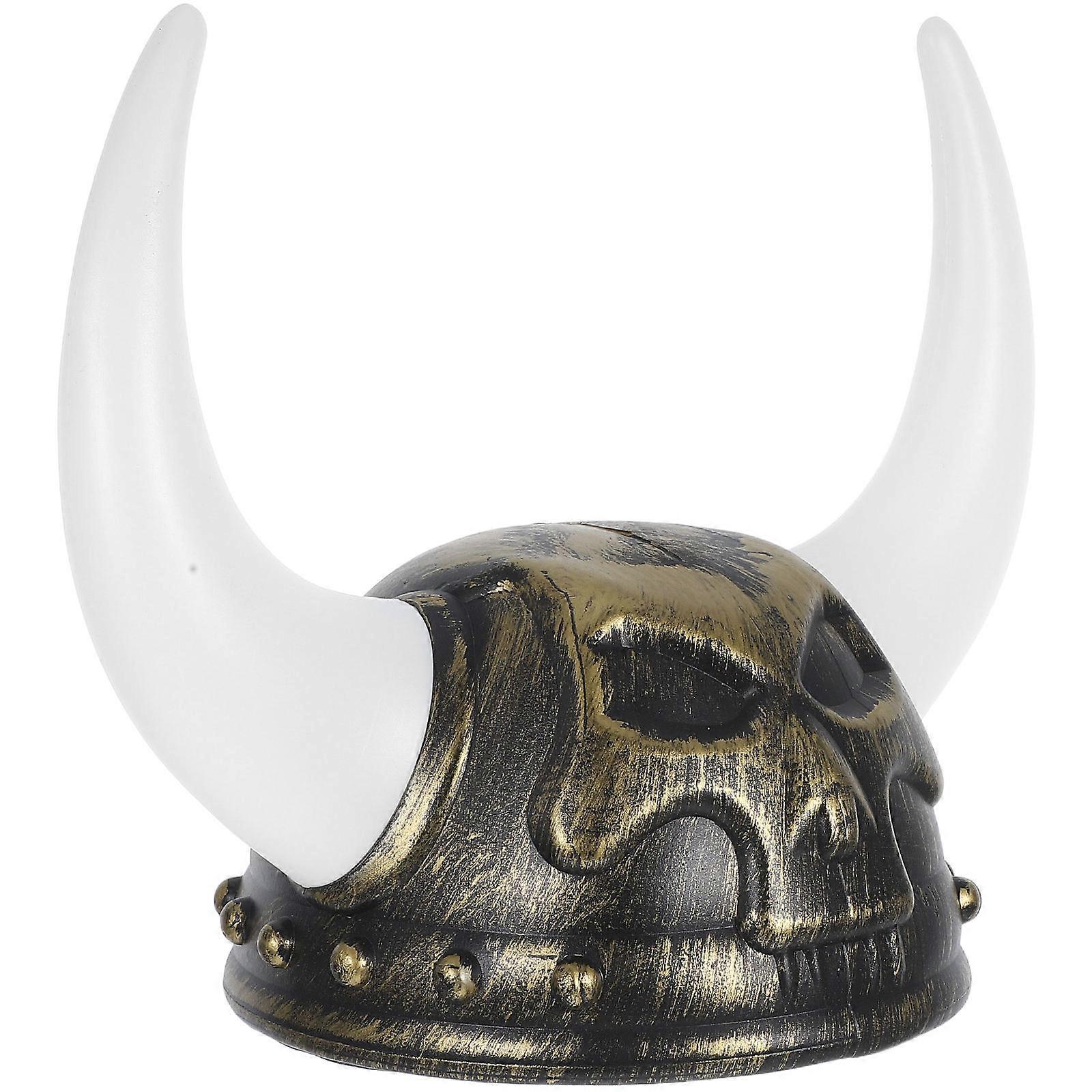 Horned Helmet Viking Hat Roman Style For Stage Shows Plastic 12.6X10.6X7.9in Performance Prop 1Pcs