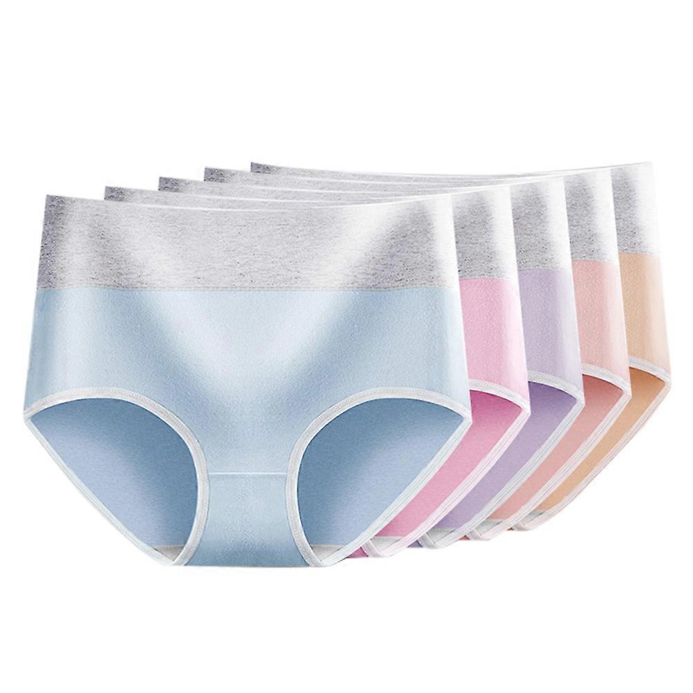Full Coverage Cotton Soft Briefs High Waist Cotton Underwear Stretch Brief Panties Daily Wear Women 5Pcs