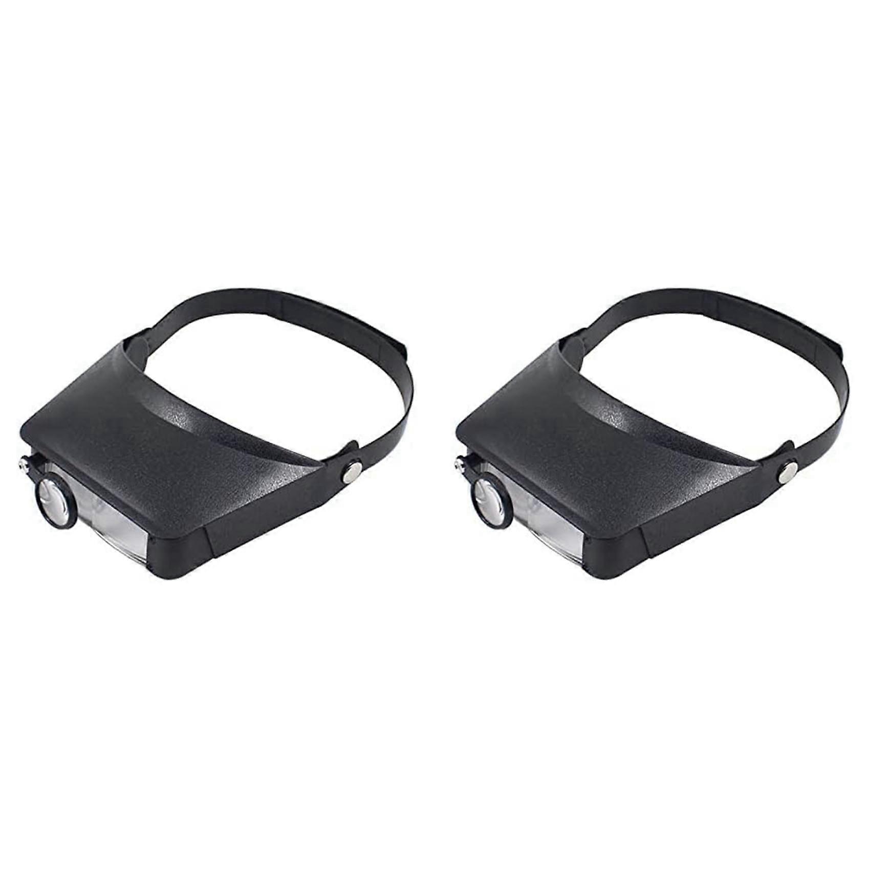 2pcs Slimline Headband Magnifier with 6 Lenses,Assisted Repair of Head-Mounted Reading Magnifying Gl