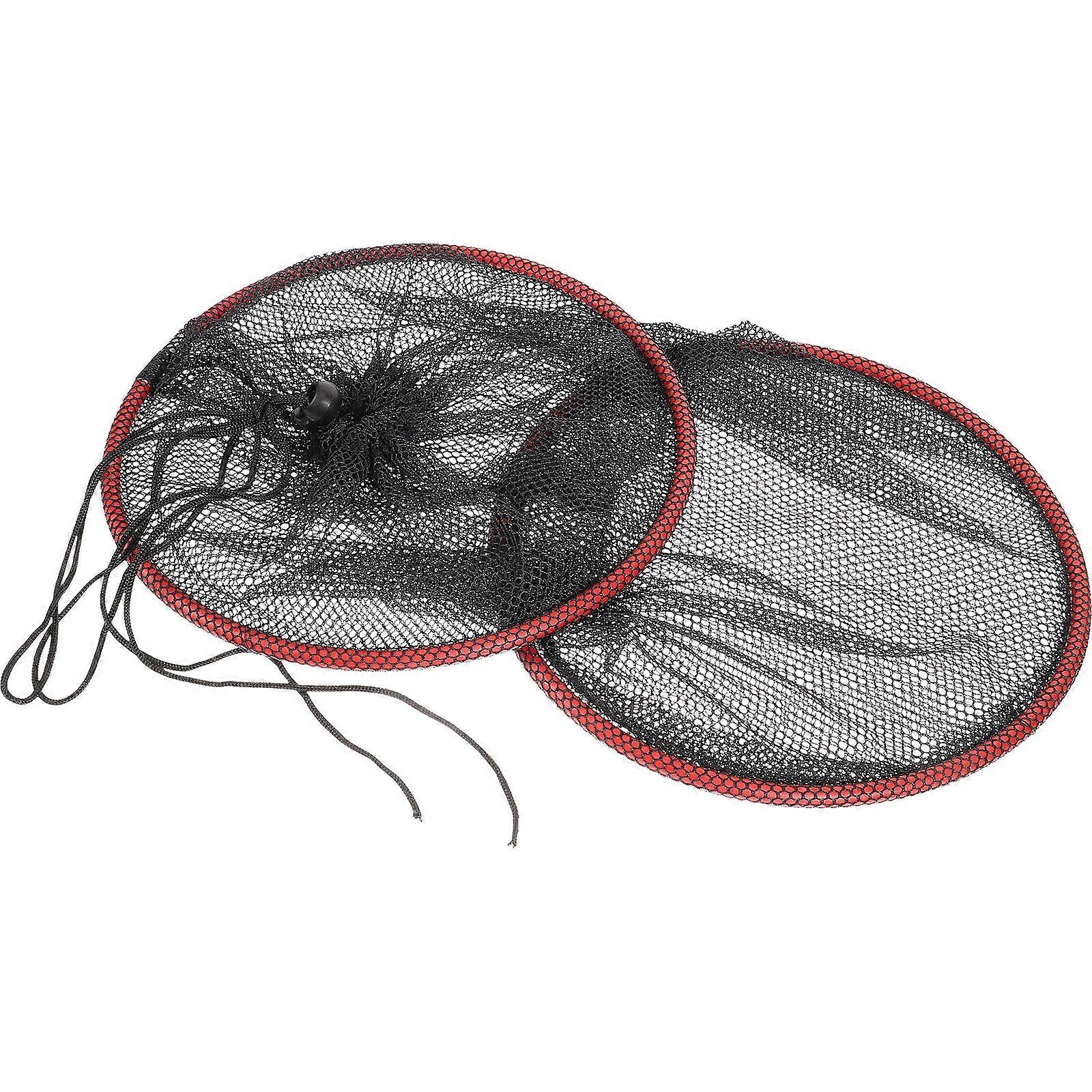 Drawstring Fishing Net Crayfish Net Diving Portable Outdoor Fishing 30x25cm Black Foldable 1Pack