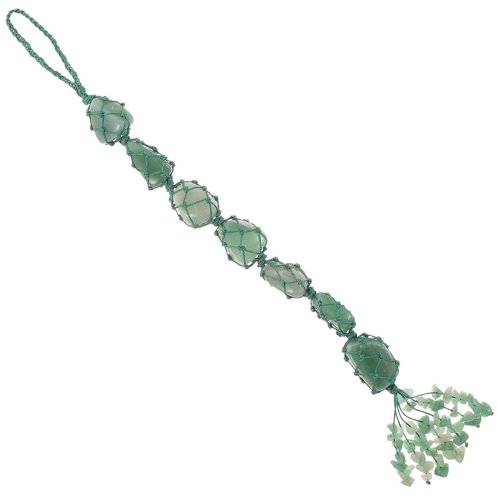 Car Mirror Hanging Ornament Attract Prosperity Decorative Stone Green 26x5cm 1Set