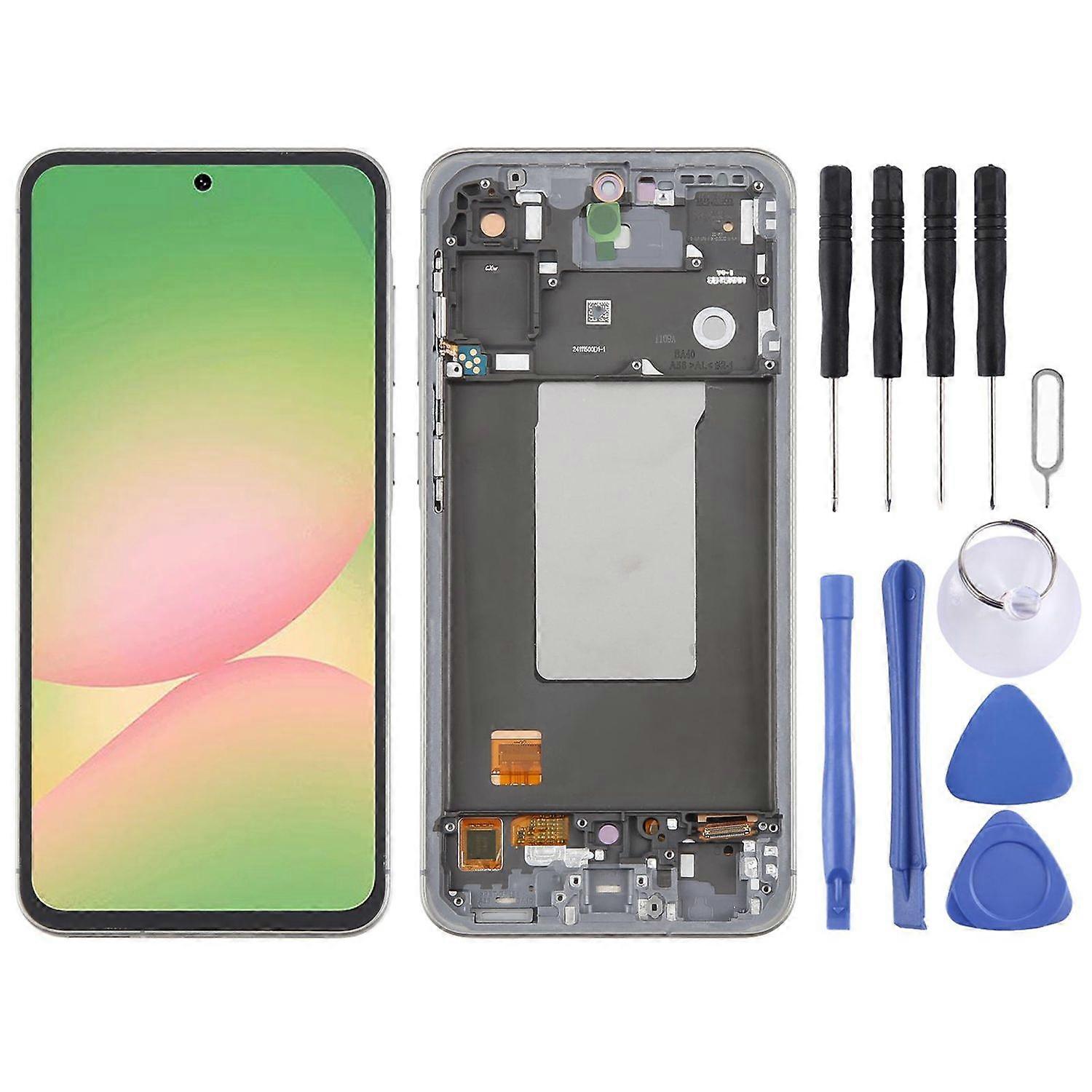 For Samsung Galaxy A56 SM-A566B OLED LCD Display with Frame Spare Part Grey