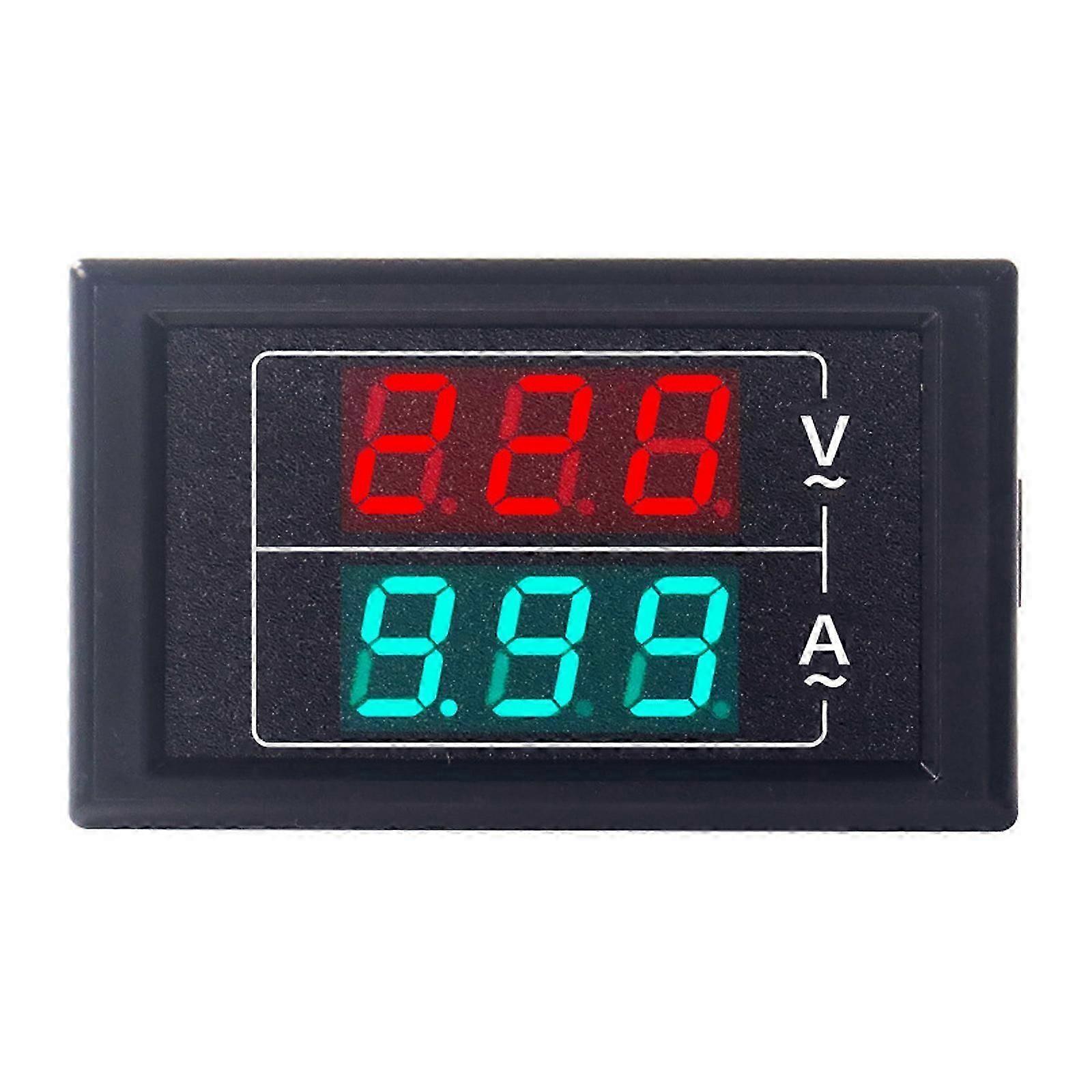 2 in 1 Amp Monitors Tester Double Digital Display Voltage Current Meter Panel Ampere Voltmeter Detector with Wire