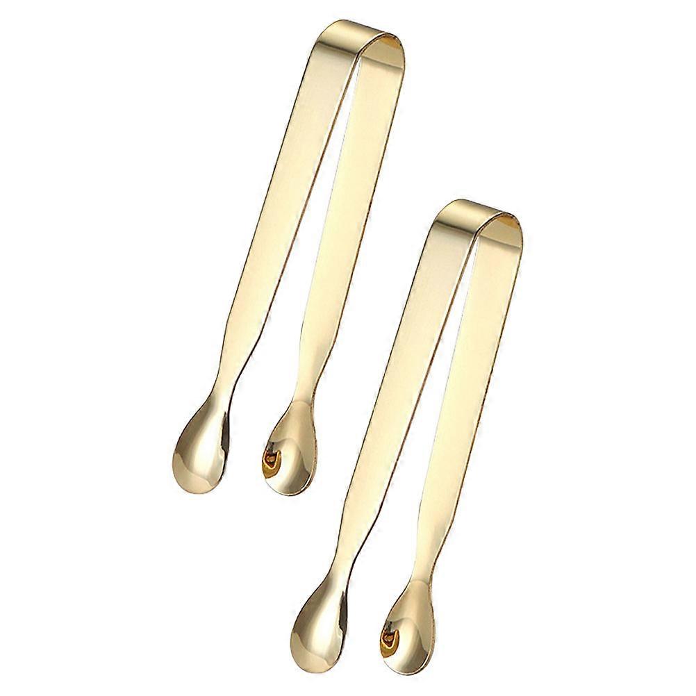 Gold Stainless Steel Sugar Tongs & Ice Cube Clamps, 2 Pack, Versatile Food Serving Tool for Sugar Cubes, Slices, and More, Kitchen & Buffet Use