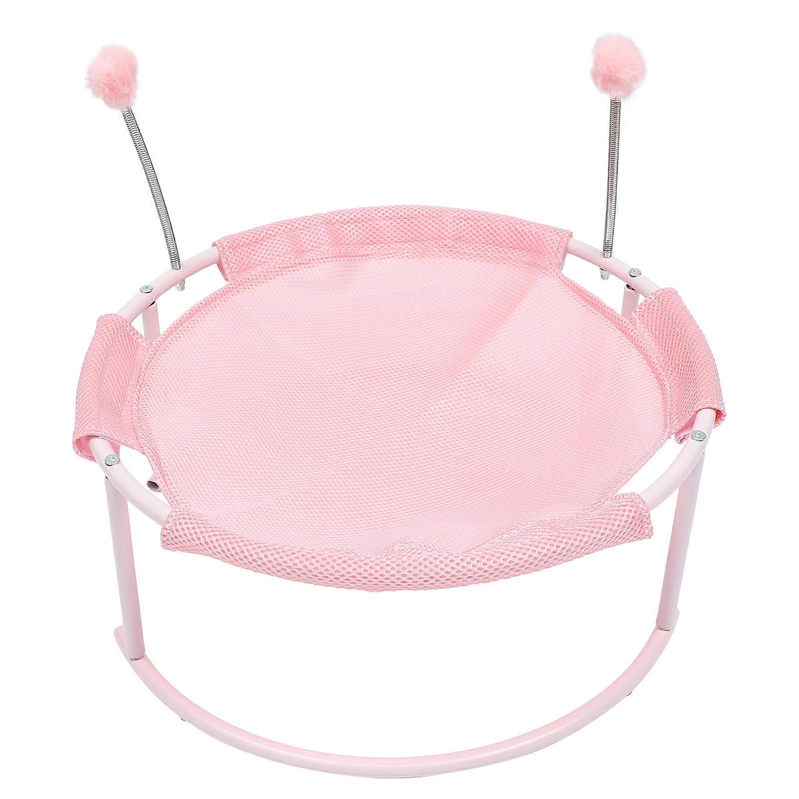 Sturdy Cat Hammock Bed Mesh Cloth Indoor Use Pink 45X45X2cm Pet Resting 1Pack