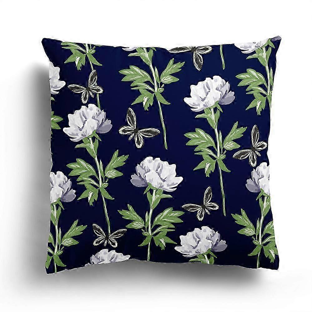 Floral Pattern Pillowcase with Green Plant Print for Home Decor and Sofa Cushion Cover Design