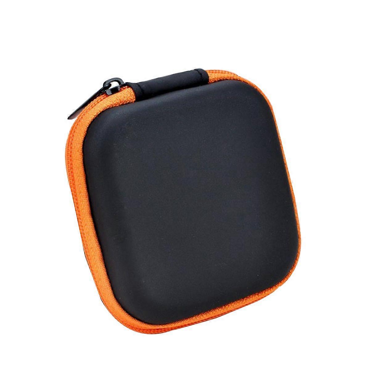Assorted Color Mini EVA Headphones Storage Box Case Portable Travel Carrying Case Earphones Earbuds Headset USB Cable Pouch (Orange)