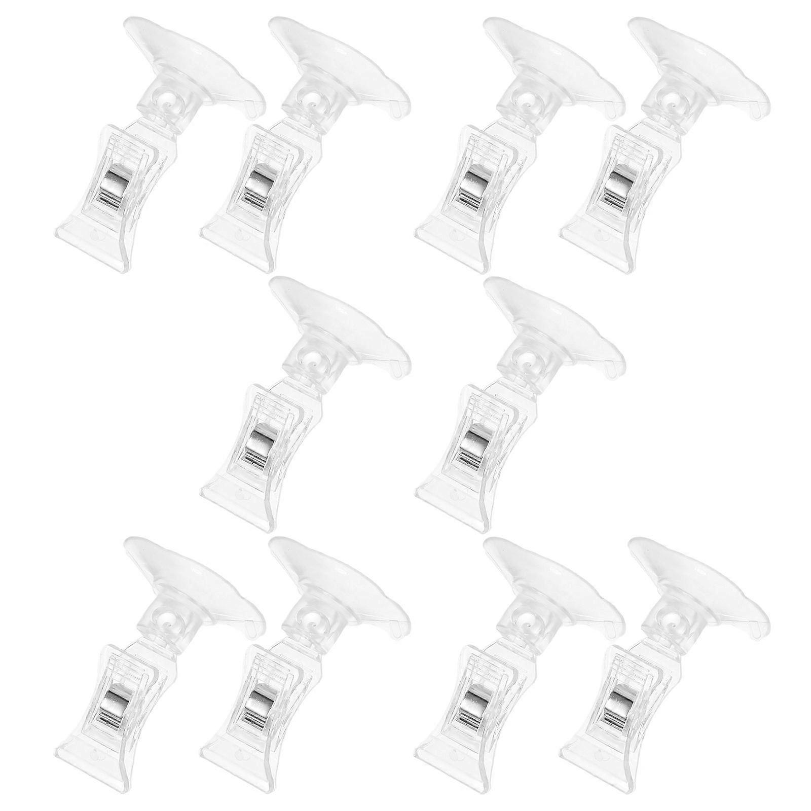 Suction Cup Label Clips Display Advertising Signs Transparent Plastic Square Shape 10Pack