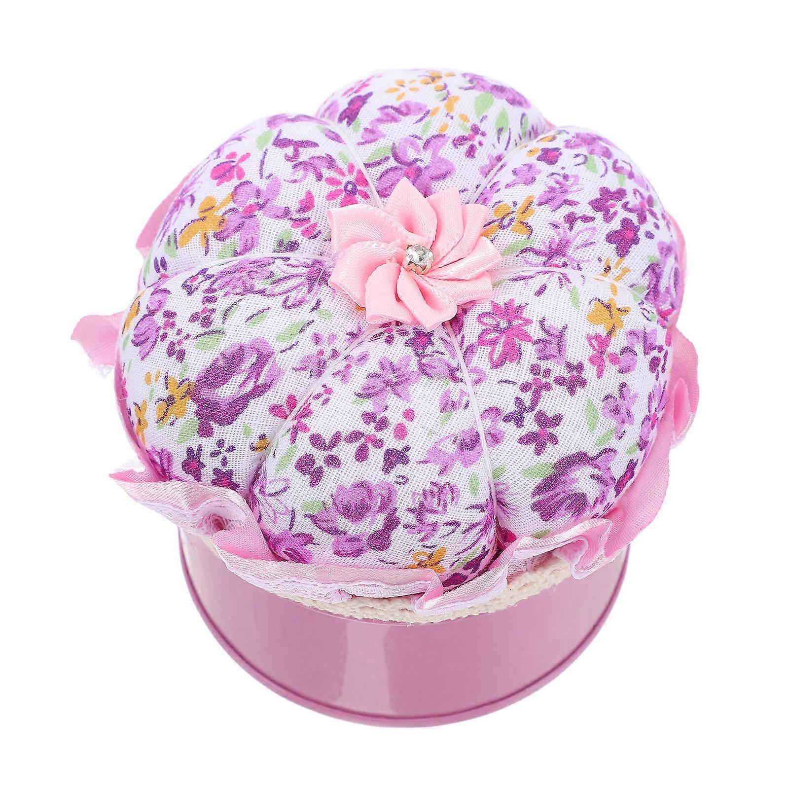 Sewing Needle Holder Pumpkin Shaped Sewing Pin Box For Home Use Purple 8.00X8.00X7.50CM Needle Storage 1Pack