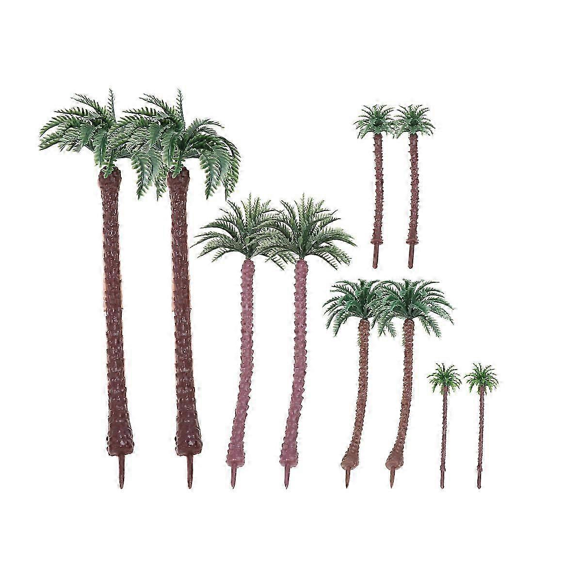 10 Pcs Cake Plastic Container Scenery Model Tree Fairy Garden Plant Micro Landscape Ornament Plastic Palm Tree
