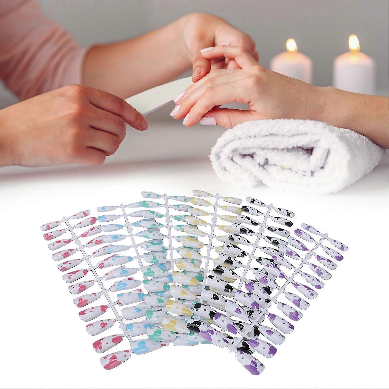 144pcs False Nails Detachable Multi Types Full Cover Press On Mixed False Nails Tips Pack 