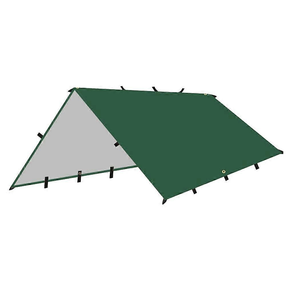 Sunshade tarp, waterproof, camping, beach, sun umbrella, shade, rain, fly tent, green, 3 x 4 m.