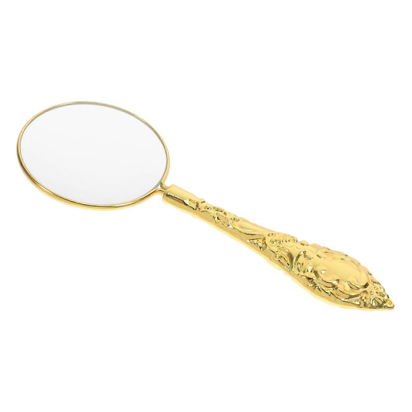 Loupe With Embossed Grip LED Handheld Magnifier Pocket Loupe Metal Buttons Golden Glass